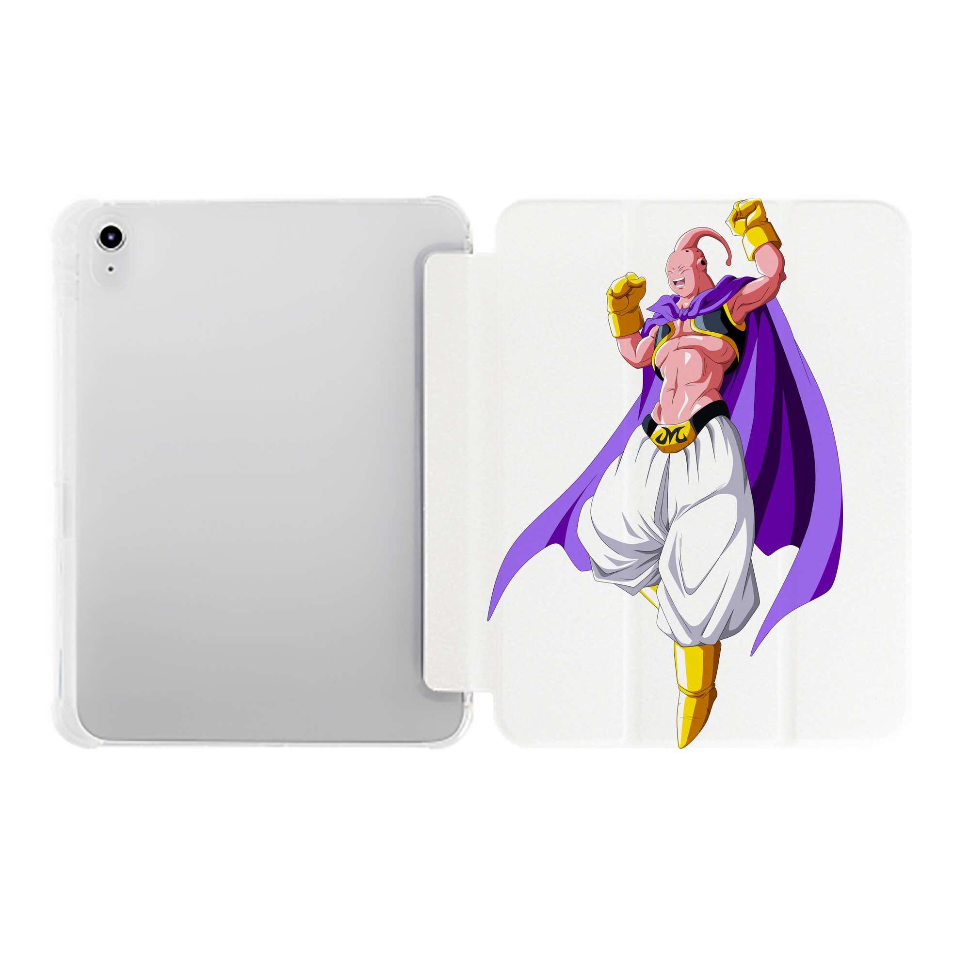 （画像用） ドラゴンボール 魔人ブウ DRAGON BALL Majin Buu IPad ケース ペン収納付き 三つ折りスタンド PUレザー×シリコン 対応機種9.5/10.5/10.9インチ